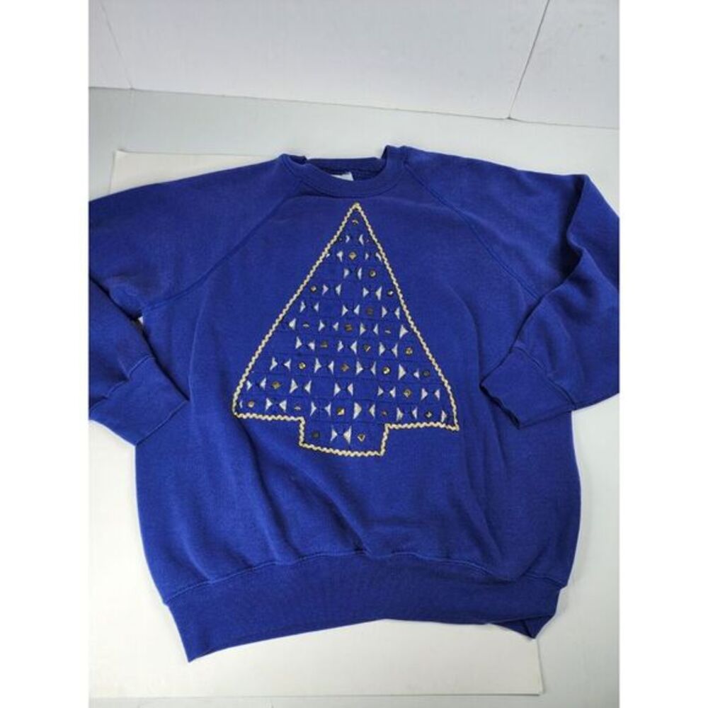 LEE Christmas Sweatshirt Size XL Vintage Christmas Tree Made In USA Warm Sweater